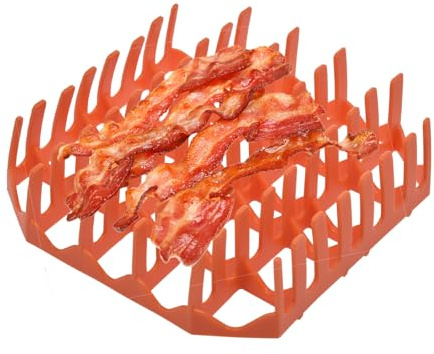 Bacon rackset | silikon bacon spis för ugn | nonstick luftfritös rackbricka | multifunktionellt köksverktyg för bakning av korv, pizzarullar, taquitos, mellanmål | enkel rengöring, hållbar