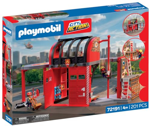 PLAYMOBIL | City Action | Stora brandstation | Stativ med kommandocenter, glidstång, träningsområde och tillbehör | Från 4 år | 72191