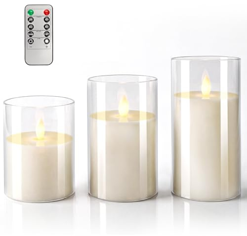 Bougies LED 3 PCS Bougie LED Flamme Vacillante Lumière Bougies Sans Flamme Graduable avec Télécommande pour Fête Décoration de la Maison,Camping,Mariages,Divers Festivals