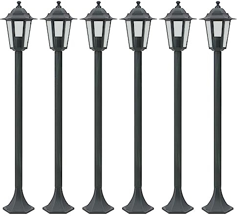Generico Lampioni da Giardino 6pz E27 110 cm Alluminio Verde Scuro,Illuminazione da Giardino