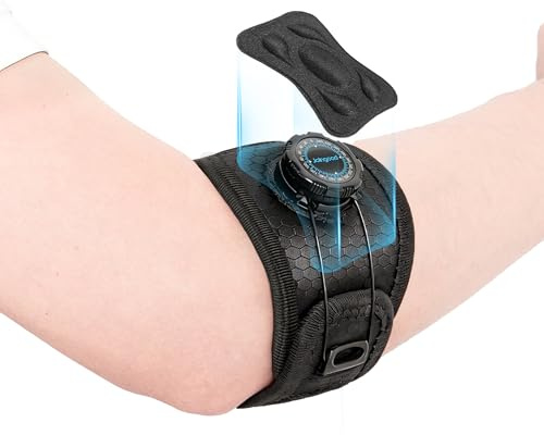 joingood Elbow Brace with Knob Quick Adjustment and Silicone Pressure Pad, Tennis Elbow Brace for Men Women, Golfers Elbow Brace for Tendonitis Bursitis, Breathable SBR Elbow Support Wrap, M