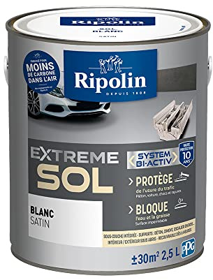 RIPOLIN - Peinture Sol Intérieur & Extérieur Extrême - Haute Résistance - Blanc Satin - 2,5 Litres