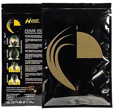 Hair Quicky® Premium Hair Fibers, Schütthaar, Streuhaar, Soforteffekt bei Geheimratsecken, Teilglatze, Haarausfall und lichtem Haar, für Männer & Frauen, natürliches Keratin | 100g | hellbraun