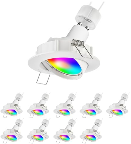 ledscom.de 10x LED infälld takspot CIRC vridbar vit inkl. Smart Home RGBW GU10 LED-lampa, 5,41W, 473lm