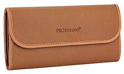 PROfezzion Etui de Filtre 4 Poches Pochette de Filtre pour Objectif de caméra Sac de Transport pour Filtre Rond UV ND CPL Jusqu'à 82 mm de Stockage avec Chiffon de Nettoyage en Microfibre, Marron