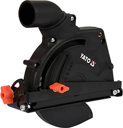 Grafner YATO Capot d'aspiration professionnel universel pour meuleuse d'angle pour séparer et couper le bois, avec lame de scie 125 mm, raccord M14, réglage en continu de la profondeur, adaptateur