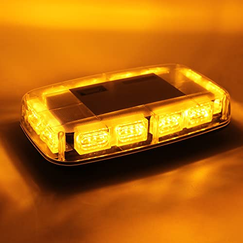 I LITTON Amber Flashing Beacon Light, 48-LED 16 Flash Modes, Magnetic Warning Emergency Safety Amber Strobe Light Bar for Trucks, Vehicles, Construction Vehicles, Snow Plow, Tractor