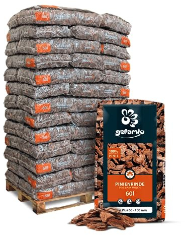 GALAMIO Rindenmulch Kiefer Fein 10-20 mm - 720L (12 x 60L) - unbehandelter, natürlicher Bodenschutz