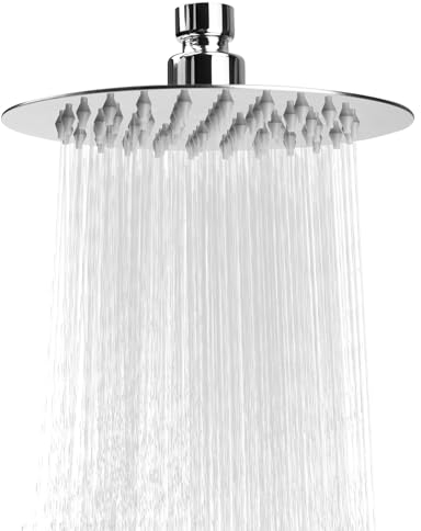 15 cm Regenduschkopf, DEANKEJI Duschkopf Edelstahl 304, Kopfbrause Wasserauslass aus Silikon, Wasser Fließt Gerade, Ohne Schräge, Leicht zu Reinigen, für Badezimmerdusche