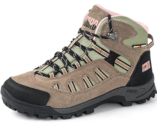 R CORD Waterproof Womens Hiking Boots Breathable Rubber Outsoles Hiking Boots Women Trail Mountain and Backpacking Shoes Pink Line Size 7.5