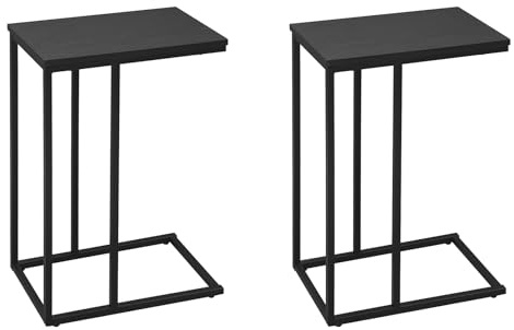 WOLTU Set di 2 Tavolino Laterale da Divano Tavolo da Caffè Supporto Piano D'appoggio in Legno Metallo TSG17sz-2
