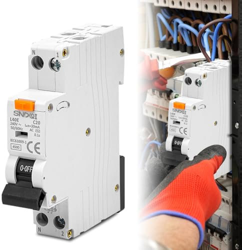 Disjoncteur Fi (RCBO) Différentiel 30mA Type A 1P+N - 16A, 6000A, 240V - Protection Contre les Surcharges et les Fuites
