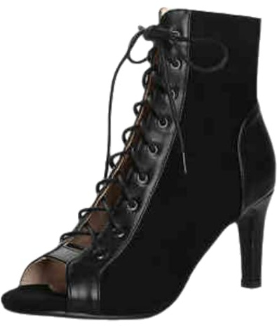 Fooceoute Peep Toe Ankle Dance Boots,Women'S Latin Dance Boots,Women'S Dance Club Boots,Ballroom Dance Boots,Skin-Friendly Material,Fashion,Stiletto,For Latin Tango Dance Practice Ballroom