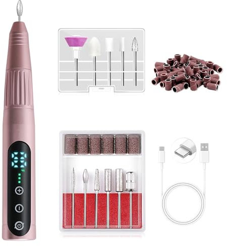 Fresa per Unghie,Fresa Elettrica Ricaricabile Senza Fili a 35000 Giri al Minuto,Lime per Unghie Elettriche in Gel Acrilico Professionali per Manicure e Pedicure,Per Viaggi a Casa o in Salone (Rosa)