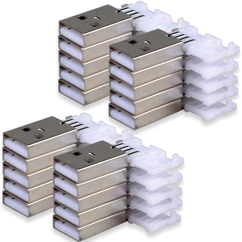 VISSQH 20 pezzi Presa connettore USB 2.0 A Maschio, connettore saldatura USB tipo A, adattatore per DIY