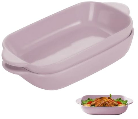 Pirofila in ceramica, 2 pezzi, per lasagne, per lasagne, cuocere, cibo gourmet, resistente al calore (viola)