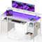 Seventable Bureau Gamer 120 cm avec Intégrée, LED RGB, 4 Tiroirs, Plateau Clavier Ergonomique et Support Écran Réglable, Multifonction Bureau PC avec Rangement, Blanc