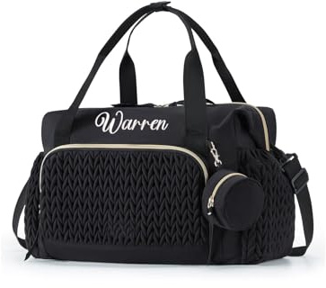 Sac à langer avec nom personnalisé pour maman, organiseur de poussette de bébé, sac de maternité de grande capacité avec matelas à langer de poche isotherme, Noir, L