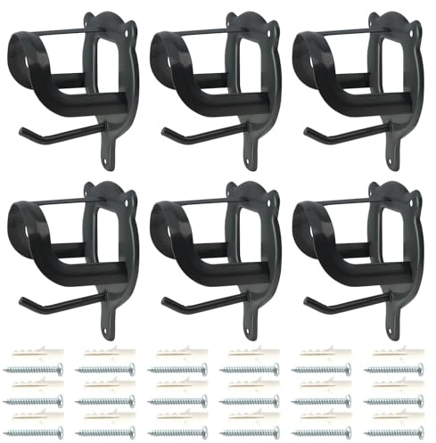 Kytree 6 Counts Horse Bridle Rack Bracket Hooks, Metal Bridle Holder Wall Mount with Tubes and Screw for Tack Room Horse Barn Supplies, Black