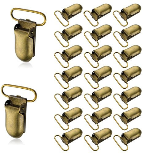 Demearly 25 clip per bretelle in metallo da 2,5 cm, per ciucci, per neonati, ragazze, giocattoli, bavaglini, forniture per giarrettiere (bronzo, sfuso)