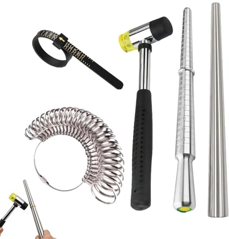 Ringgrößen-Werkzeug, Schmuck-Messgerät – Ringgrößen-Werkzeug | Fingermaßband mit Gummihammer für Frauen, Schmuckherstellung, Heimgebrauch, Messen, Reparaturen, Einkaufen, Geschäft