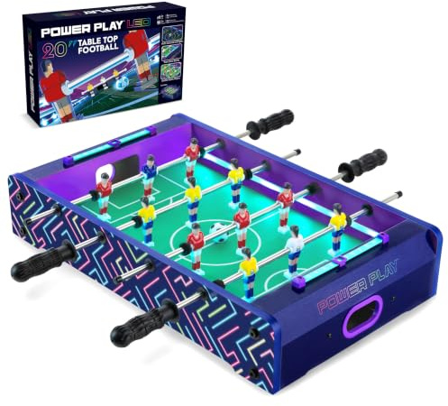 Power Play 20 LED Football Game Table with 2 Balls | 20 Tabletop Football Game. LED Lights, 2 Balls, Fast-Paced Arcade Action, Kids Aged 5+