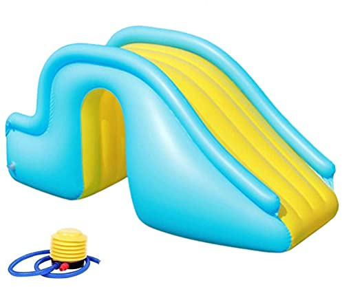 JTLB Toboggan Gonflable de Piscine pour Enfants avec de Larges Marches Stables pour Jeu Extérieur et Intérieur 158 X 79 X 62 Cm, Jouet de Jeu Aquatique d'été en PVC Bleu (Bleu Ciel)