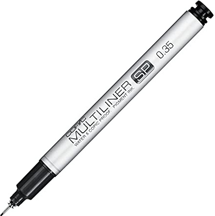 COPIC Multiliner SP 0,35 mm, Black, Aluminium Fineliner mit einer feinen Spitze und wasserbeständiger Pigmenttinte