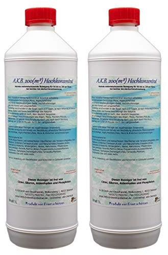 A.K.B.400(m²) Hochkonzentrat, Algenentferner, Grünbelagentferner, Steinreiniger, Algenvernichter 1002, (2xA.K.B.200(m²)