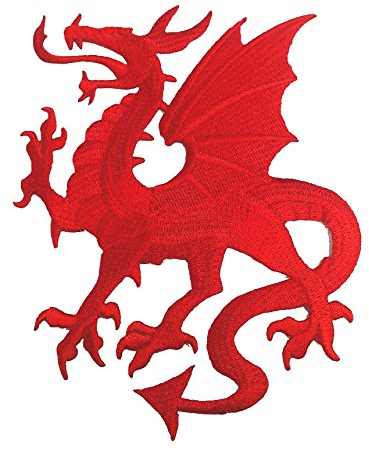 1 Applikation Wappen Drachen 14 x 11,5cm Farbe: Rot vor226-8 li