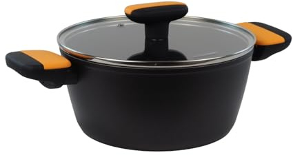 Fackelmann Soft Olla con Tapa, Antiadherente, 20 cm, Aluminio Forjado, Revestimiento Cerámico Greblon Libre de PFA, Apta para Inducción, Vitro, Gas y Horno, Asas Soft Touch, 1 ud.