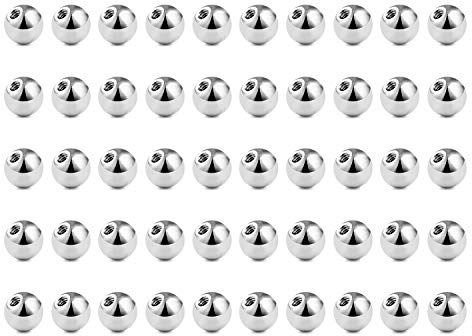 Vcmart sfere di piercing argentate 1,2 mm sfere di ricambio in acciaio inossidabile 3/4/5 mm per barre labert a labbra 16G, 3mm, Acciaio inossidabile