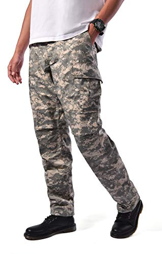 BACKBONE Mens Fashion Bright Camouflage Cargo Pants Military Combat Style BDU Pants (M, ACU Digital Camo)