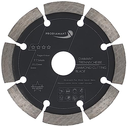 PRODIAMANT Fresa per giunti ø 115 mm larghezza 6mm per malta cemento muratura e intonaco segmento diamantato 10mm qualità professionale