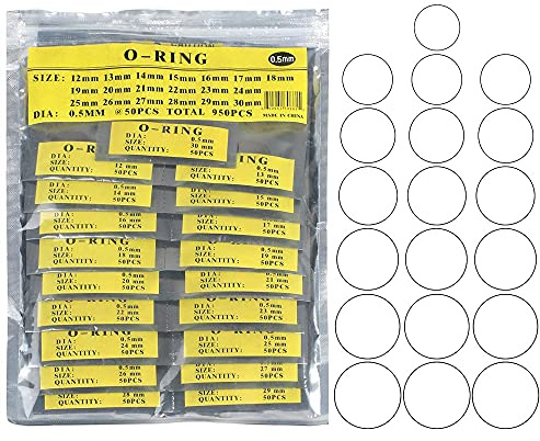 MMOBIEL sats med 950 st O-ringar i gummi 0,5 mm för byte av tätningsbricka i klocka till bakboett, samt 12-30 mm reparationssats