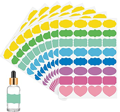 Wisdompro 256 Pcs Colored Label Stickers, Self Adhesive Gift Tag Stickers Blank Write on Labels for Essential Oil Bottles, Jars and Food Containers - 2 x 1.2 inch