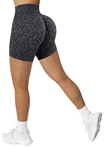 RXRXCOCO Damen Scrunch Butt High Waisted Push Up Kurze Sporthose Nahtlos Booty Gym Sport Shorts Laufhose Radlerhose Kriegsmarine Size S