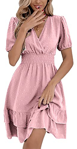 MAFA Femmes Robe Tunique Mini Robe Col en V Automne Hiver Longueur au Genou Casual Retro Respirant