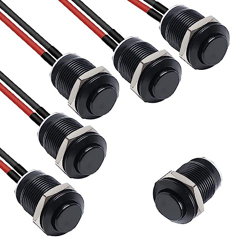 RUNCCI-YUN Lot de 5 boutons poussoirs momentanés étanches de 12 mm - Mini interrupteur à bouton poussoir rond - Interrupteur à bouton-poussoir 12 V - Interrupteur d'alimentation momentané (tête haute