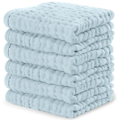 Bekväma ungar muslindukar för baby, 6-lagers bomull, skonsam tvätt, 25 x 25 cm, absorberande, hållbar, för nyfödda och småbarn