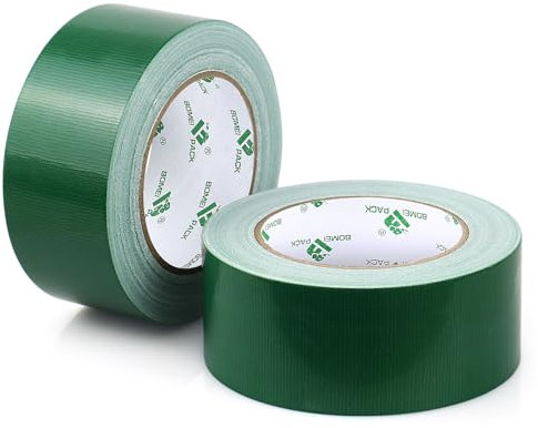 BOMEI PACK tape (Verde) Nastro Adesivo Americano, Nastro telato rinforzato per riparazioni o decorazioni, Nastro americano impermeabile per tubature, scarichi e condotti, rotolo 2Pz 50mm x 30m