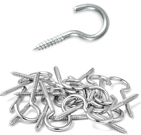 Paquet de 6 Petits Crochets à Vis, Crochets Muraux Intérieurs et Extérieurs pour Suspendre des Tasses, des Lampes, des Plantes, des Carillons éoliens (M5-40mm 6 pièces)