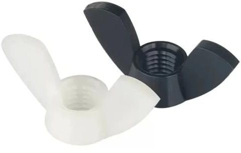 Écrou à oreilles en nylon noir et blanc à serrer à la main Écrou papillon Écrous à oreilles en plastique en lingot M3-M12(White,M6 (10Pcs))