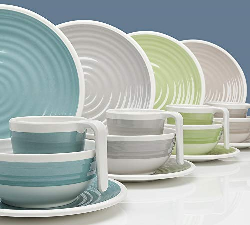 Harmonie Design Tafelgeschirr aus Melamin Campinggeschirr Geschirr 16-teilig für 4 Personen Picknickgeschirr