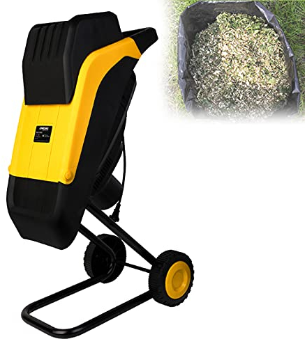 CASEGO 2500W Wood Chipper Shredder 2 Reversible Special Steel Blades, Large Funnel Opening, Motor Circuit Breaker, Chipper Debris Bag, Carrying Handle (30mline)