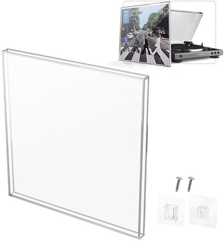 Ysislybin Caja de Almacenamiento de Discos, 32,5 x 32,5 x 1,9 cm Vitrina de Discos Marco de álbum de Discos de Vinilo Marco de Discos Transparente Acrílico para Amantes de La Música