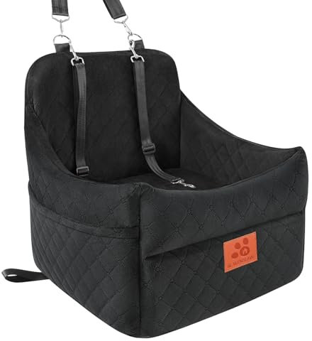 GL GLENSLAVE Hunde-Autositz für kleine/mittlere Hunde, Hundeautositz mit Dicker Polsterung unter 35 Pfund, Abnehmbarer, waschbarer Autositz für Haustiere (schwarz)