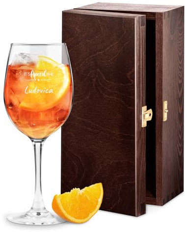 Maverton Calice per spritz aperol - Incisione laser regalo donna compleanno - In vetro 530 ml o 350 ml - Calici personalizzati con nome - Idee regalo Lei per ogni occasione speciale - Aperol Time