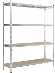 KG KITGARDEN Estantería Metálica Almacenaje de Acero Galvanizado con 4 Baldas de MDF, 180x150x40cm