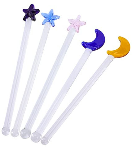 Gatuida 5pièces Bâtonnets De Mélange Verre pour Cocktails Agitateurs À Boissons Bâtonnets De Mélange Réutilisables pour Jus Café Et Chaud